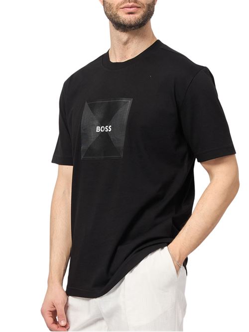 T-shirt uomo nera in cotone Boss Green | 50538096001